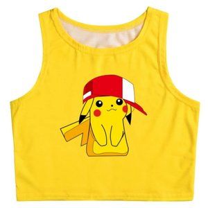 Pokemon Pikachu with Cap Women's Crop Top, SM/XS Costume/Sexy Cropped NWOT